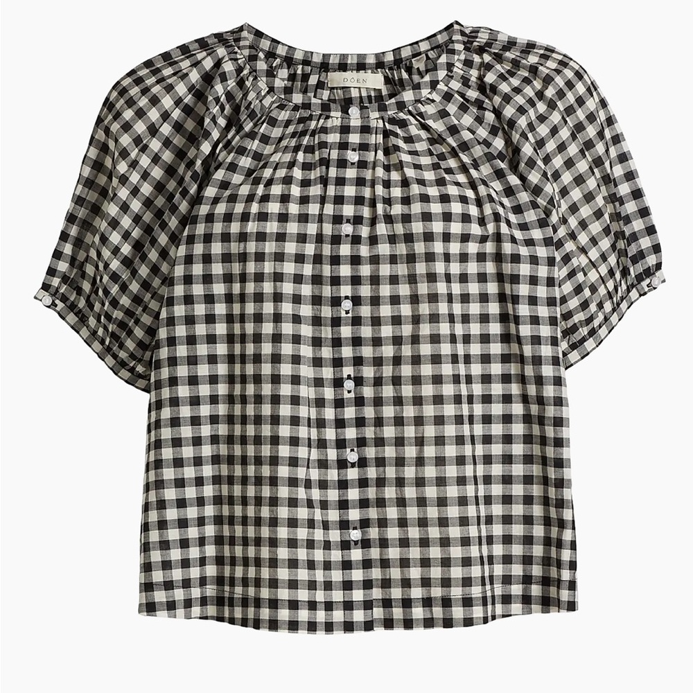 Doen June Top in Noir Greta Gingham